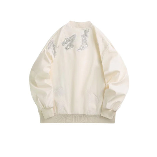 Hot Drill Baseball Uniform Woolen Stitching PU Men's Jacket