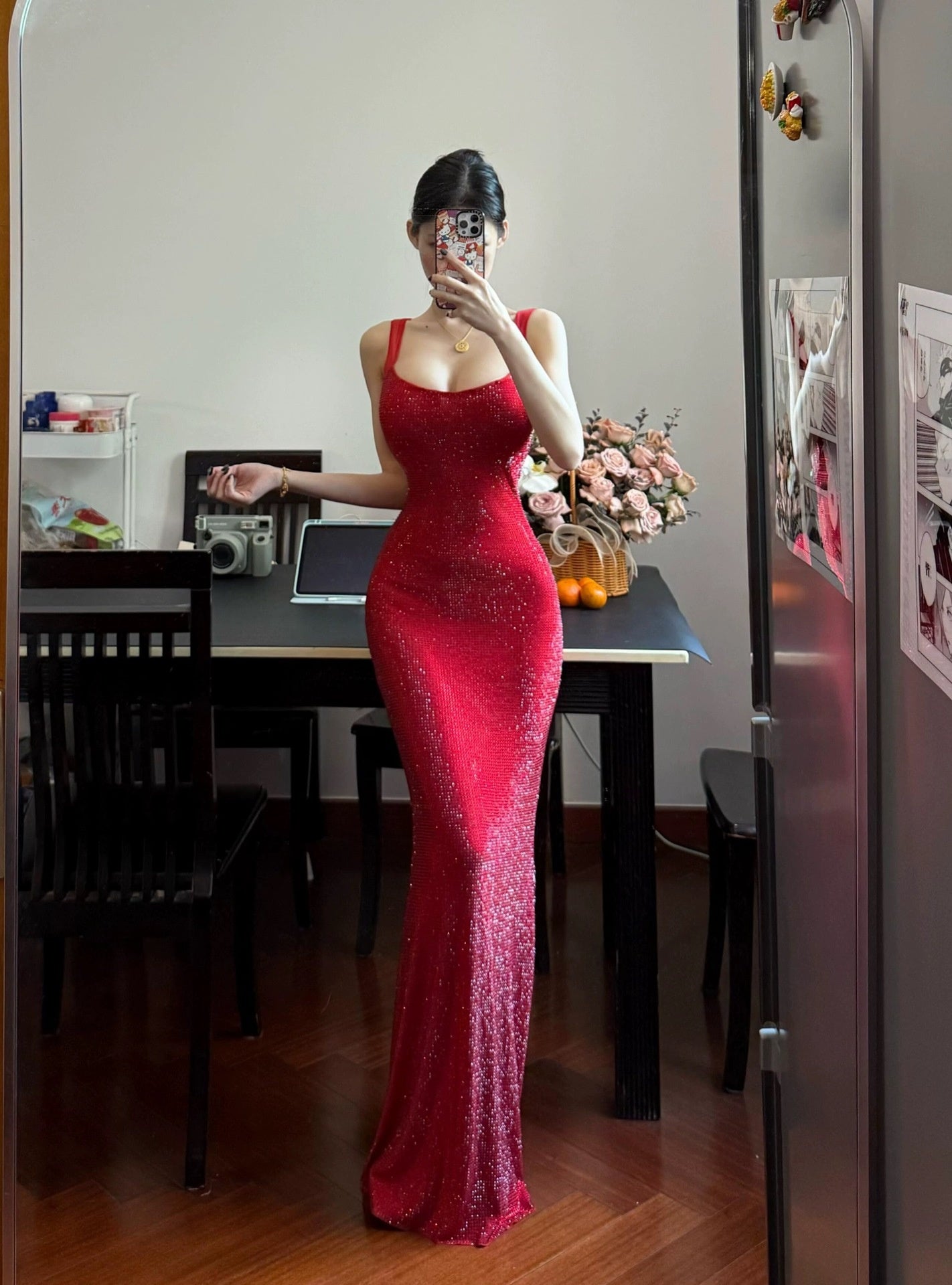 French-style Sassy Bodycon Dress With Rhinestone Detailing And Spaghetti Straps