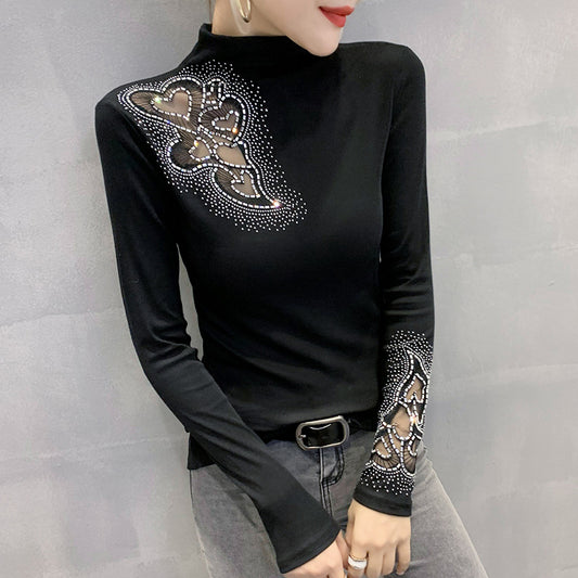 Kvinders Fleece Turtleneck Blonde Udhulet Slim Fit Undertrøje