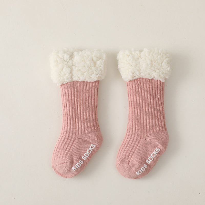 Super Thick Lamb Wool Children's Floor Socks Solid Color