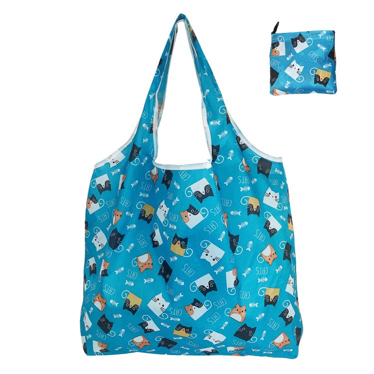 Floral Cloth Portable Shopping Bag Polyester Folding 190T