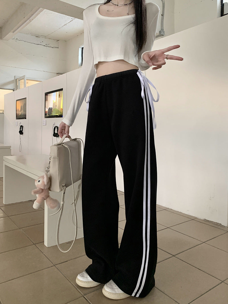 Bow Line Casual Pants American High Waist