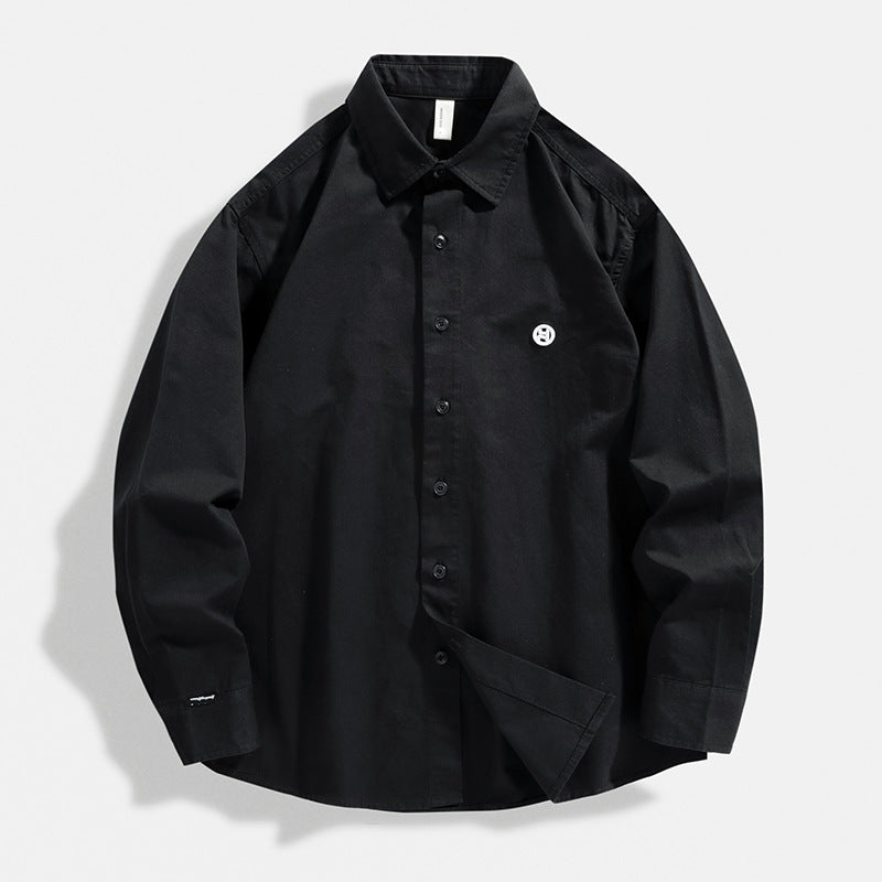 LKTM Men's Spring Japanese Style Retro Minimalist Long Sleeve Shirt