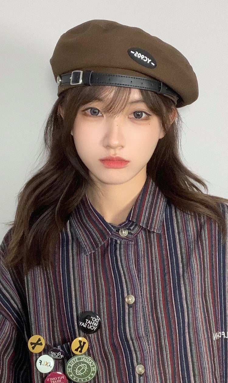 Japanese-style Retro Metal Leather Ring Fashion Spring And Autumn Beret
