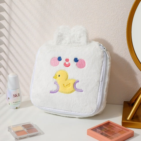 Bear Square Cosmetic Bag Cute Rabbit Plush Storage Bag