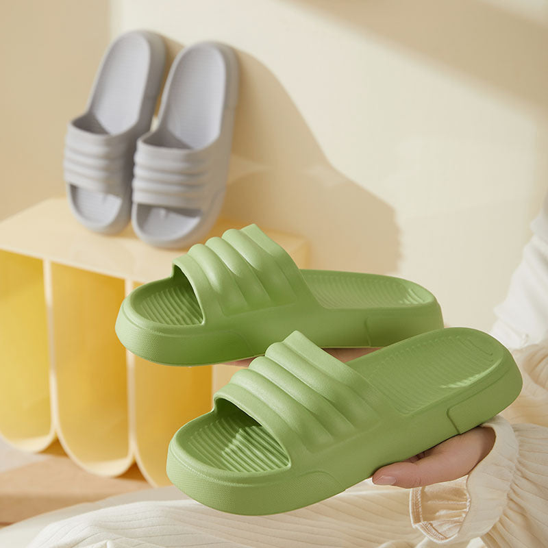 Pure Color Striped Minimalist Comfortable Couple Home Slippers Flip Flops