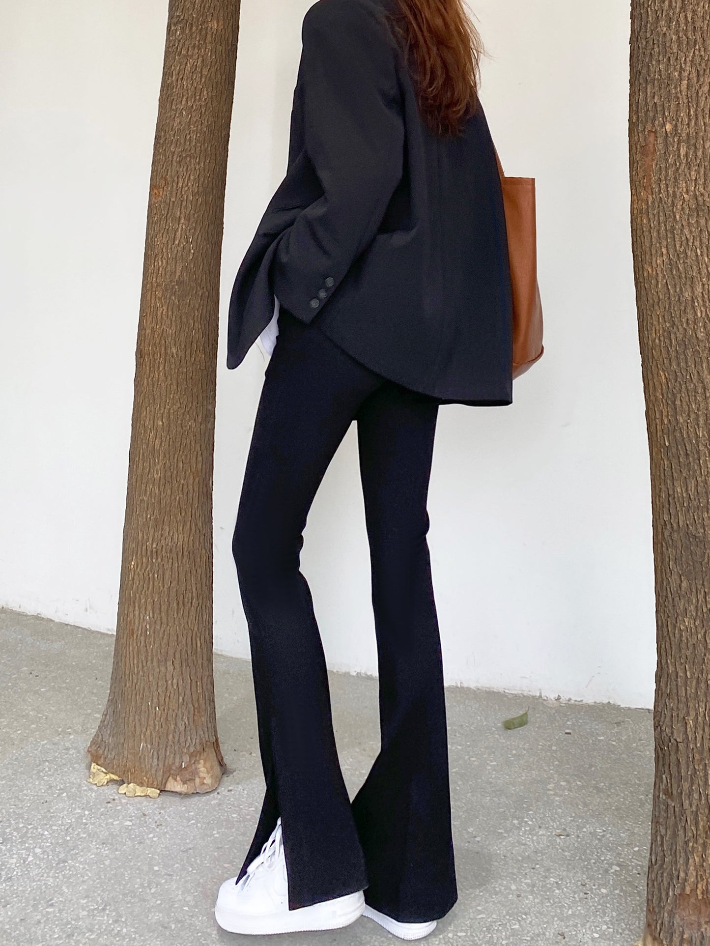Women's Retro Side Slit Micro Flared Wide Leg Pants