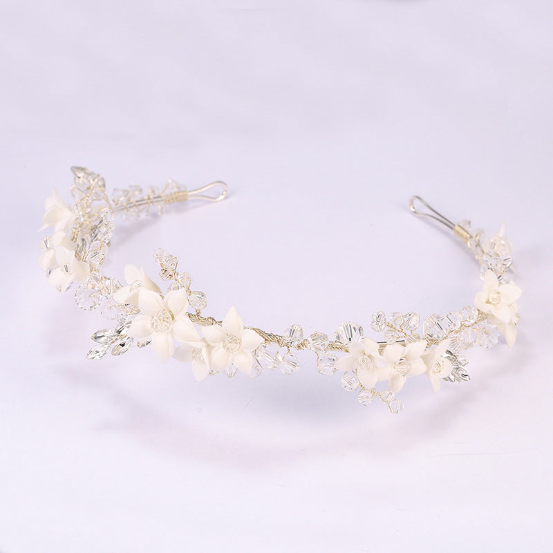 Women's White Crystal Pearl Bridal Tiara