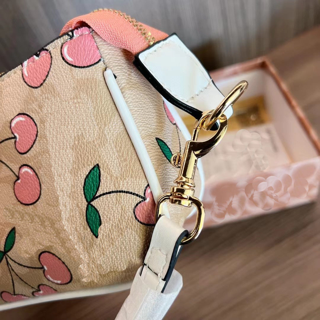 Cherry Pendant Underarm Printed Women's Shoulder Messenger Bag