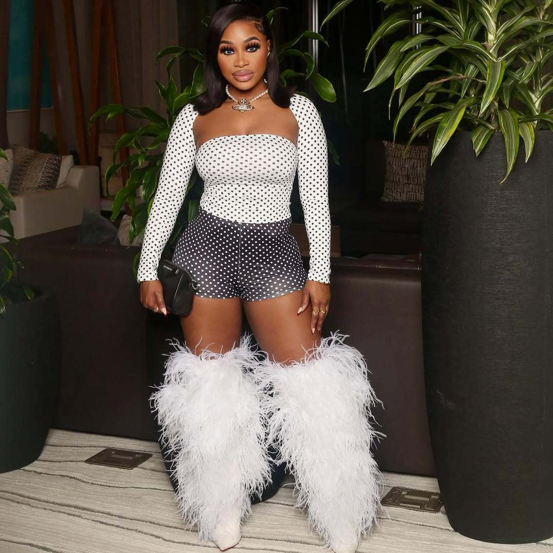 Figure-hugging, Sexy Tube Top And Shorts Set