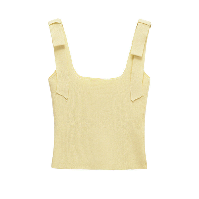 Fashionable Simple Stretch Bowknot Decoration Top