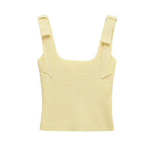 Fashionable Simple Stretch Bowknot Decoration Top