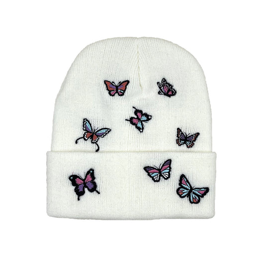 Butterfly Alien Daisy Embroidery Warm Knitted Hat Men And Women