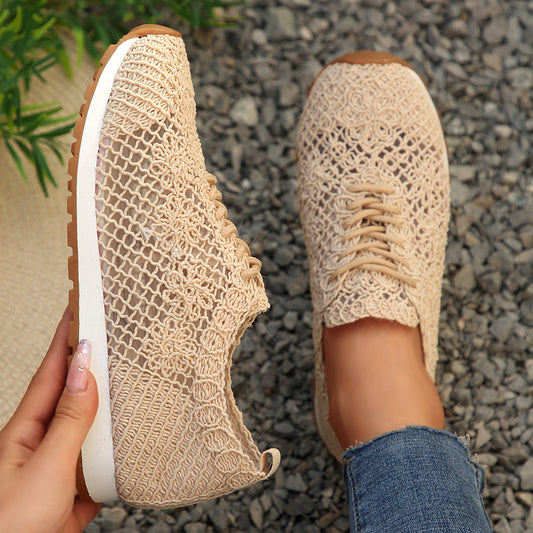 Women's Mesh Surface Shoes Lace-up Canvas Shoes