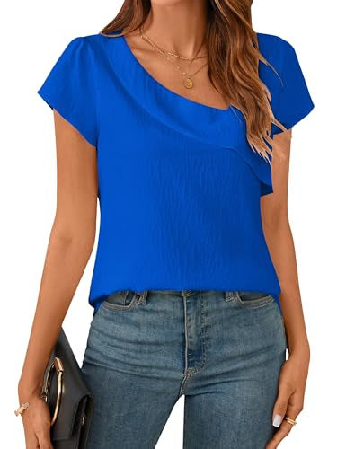 Solid Color Women's Clothing Diagonal Collar Short Sleeve T-shirt Top