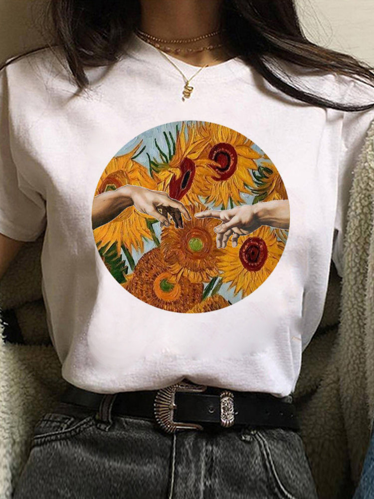 Europæisk og amerikansk alfabettryk kortærmet T-shirt