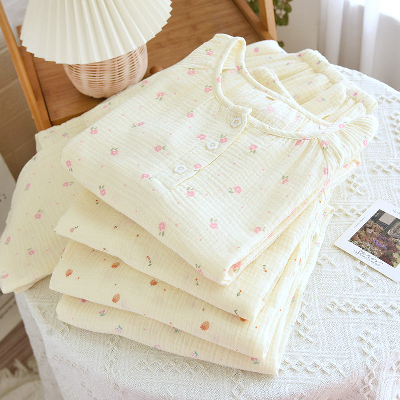 Womens Relaxed Fresh-Style Round-Neck Polka-Dot Loungewear Set