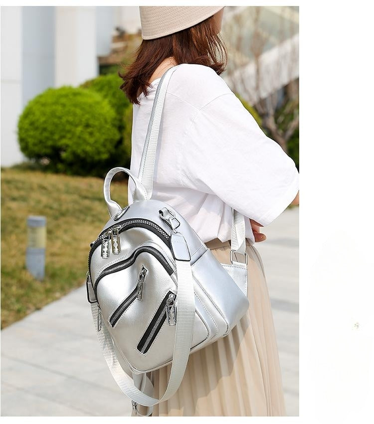Women's Multi-functional Messenger Bag Soft Leather Lightweight Waterproof Large Capacity Backpack
