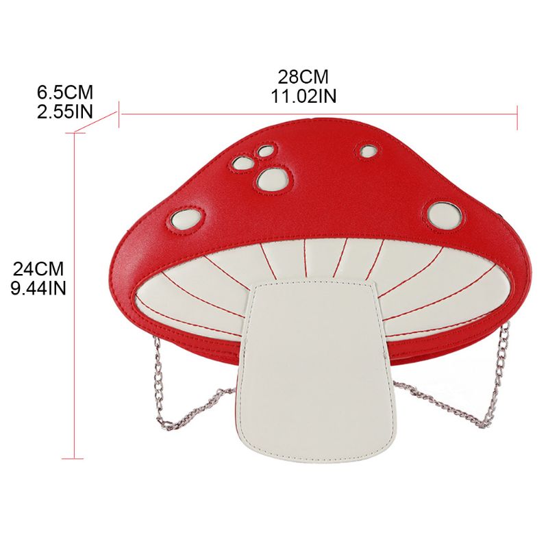 Cute Mushroom Bag Personality Cartoon Bag Chain Contrast Color Stitching Shoulder Bag