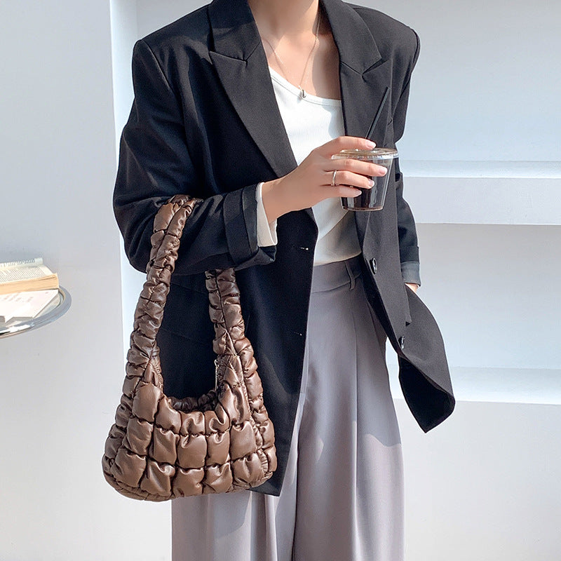 High-grade Small Design One-shoulder Cotton-padded Jacket Bag