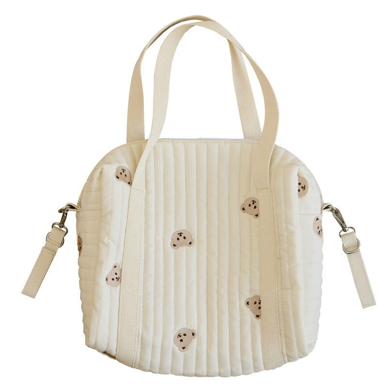 Zipper Embroidered Quilted Mommy Bag