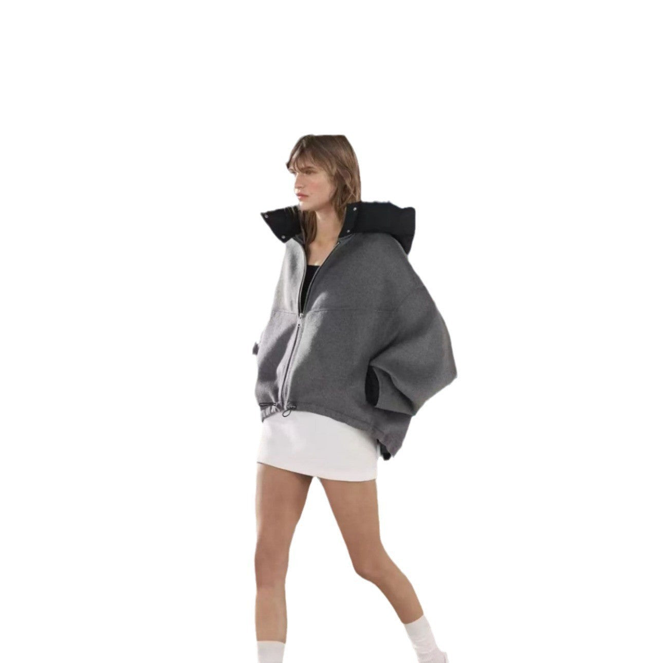 Women's Fashion Metal Buckle Cropped Coat Top