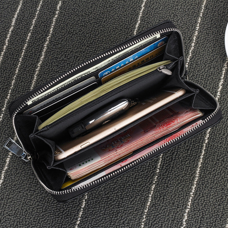 Men's Zipper Multi-card Cross Pattern Clutch