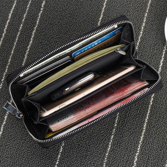 Men's Zipper Multi-card Cross Pattern Clutch