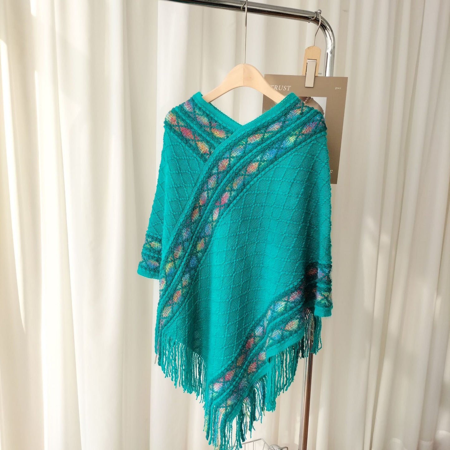 Ethnic Style Pullover Diamond Lattice Shawl