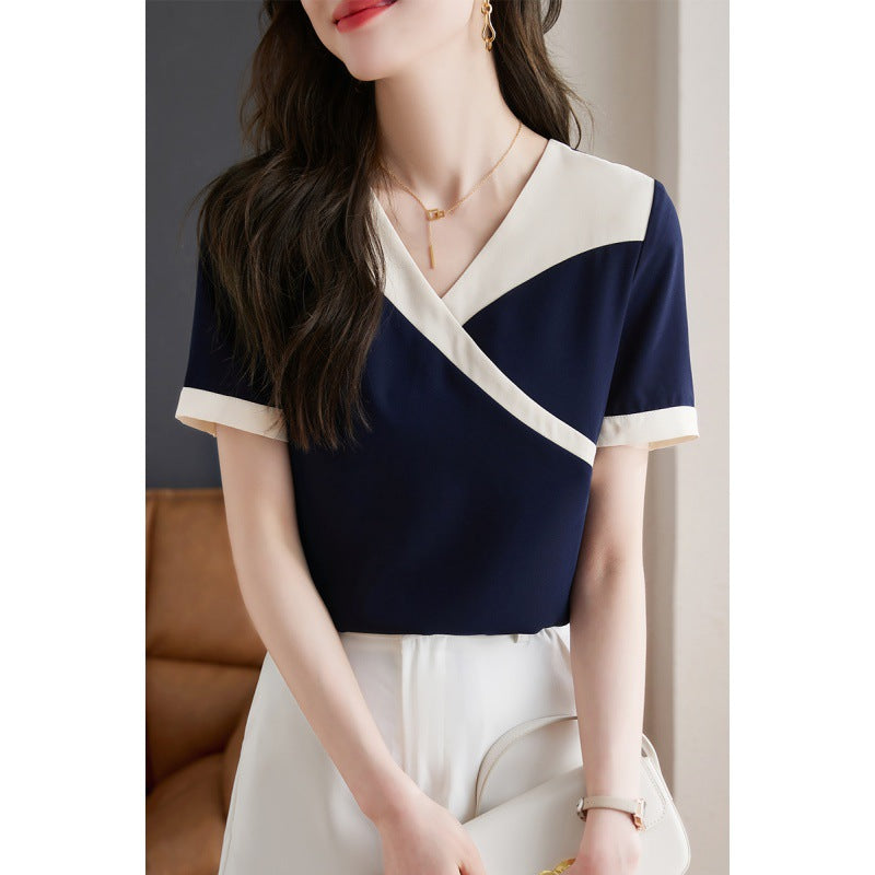 Summer New Shirt Loose V-neck Chiffon Top
