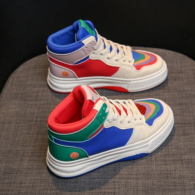High Top White Shoes Women's Thick Bottom Casual Sports Skate Shoes