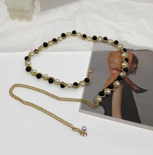 Simple Four Seasons Versatile Beaded Women's Metal Waist Chain