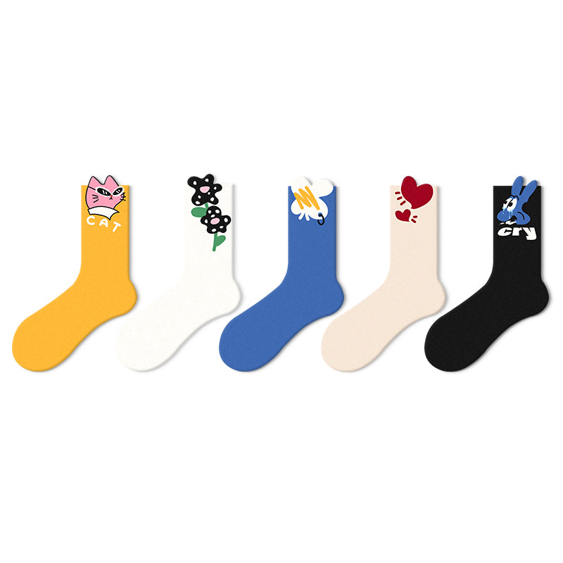 Women's Cute Thin Mid Length Socks