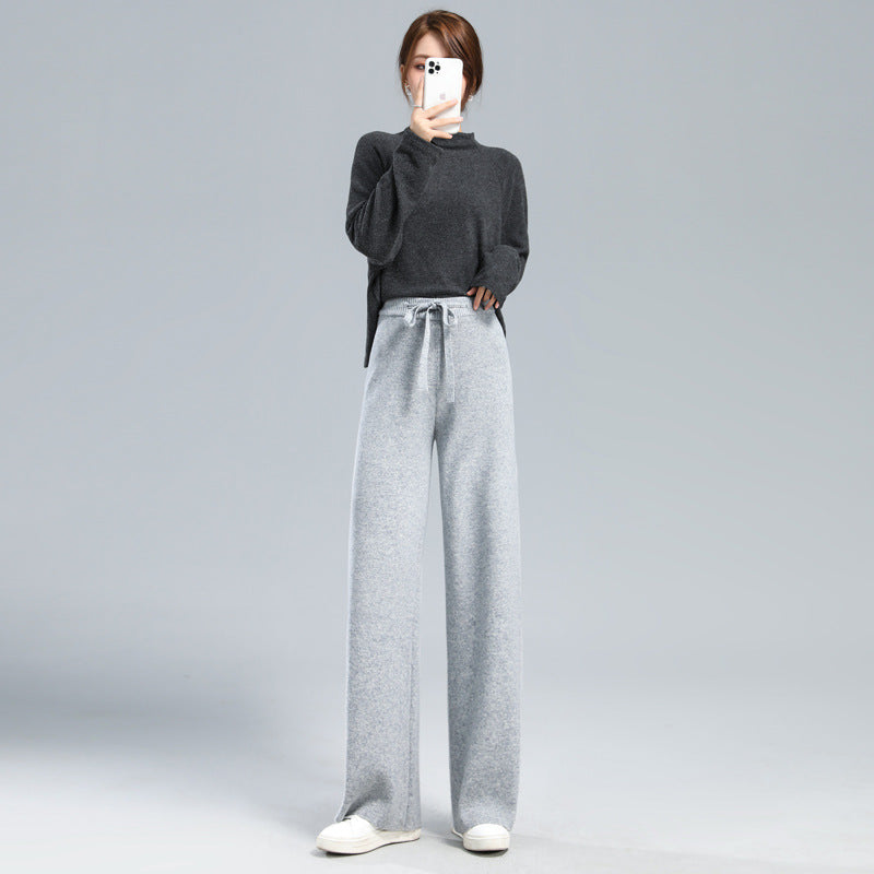 Women's Fashionable Cashmere Knitted Wide-leg Pants