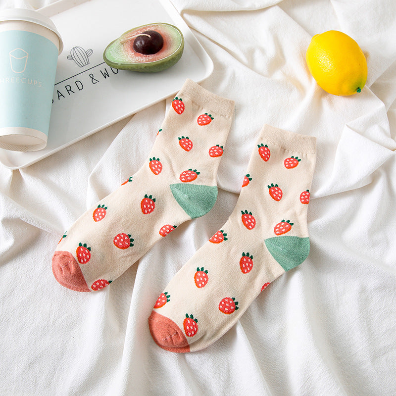Gentle Sweet Strawberry Tomato Pastoral Style Japanese-style Retro Artistic Lolita Tube Socks