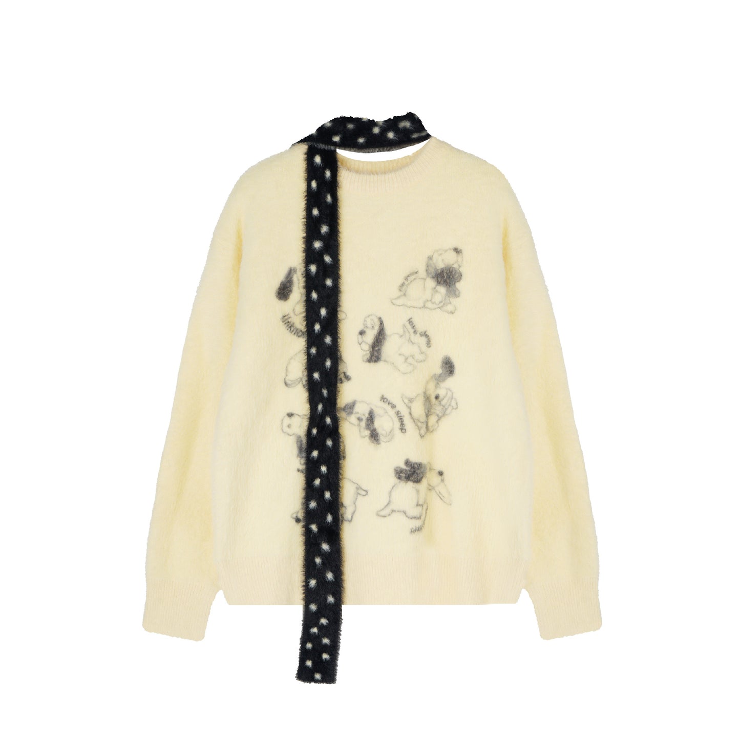 Amerikansk Gade Løs Stil Blød Klæbrig Mohair Dyre-Jacquard Sweater