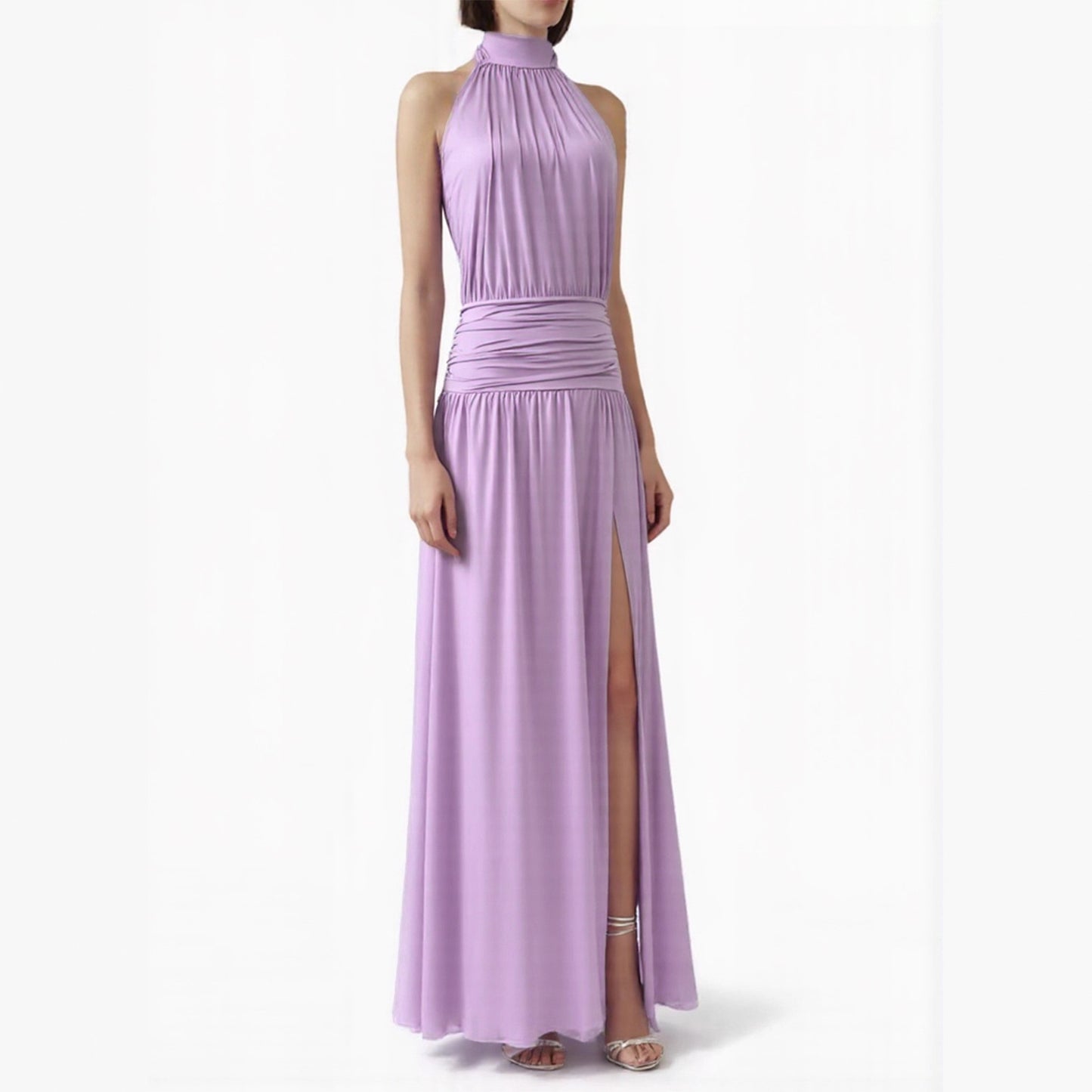 Sexy Slit Bodycon Backless Halter Strap Evening Gown Long Dress