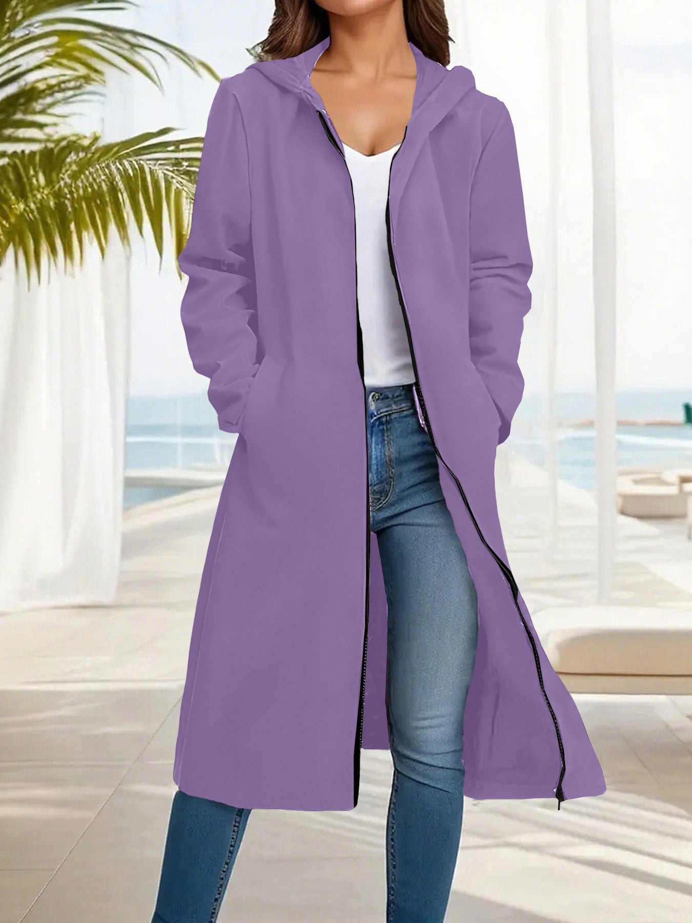 Fashionable Simple Comfortable All-match Slimming Hooded Coat