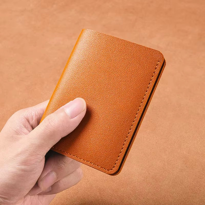2025 New Women'S Wallet Simplified Folding Button Small Wallet Driver'S License Card Bag Male Student Soft Leather Wallet