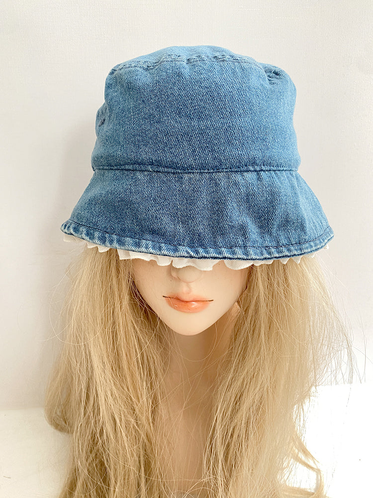 Tree Fungus-like Lacework Cowboy Hat Blue Short Brim Fisherman Hat