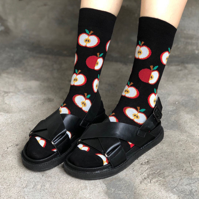 Cute Cotton Socks Women's Mid-tube Color Anime Wild Retro