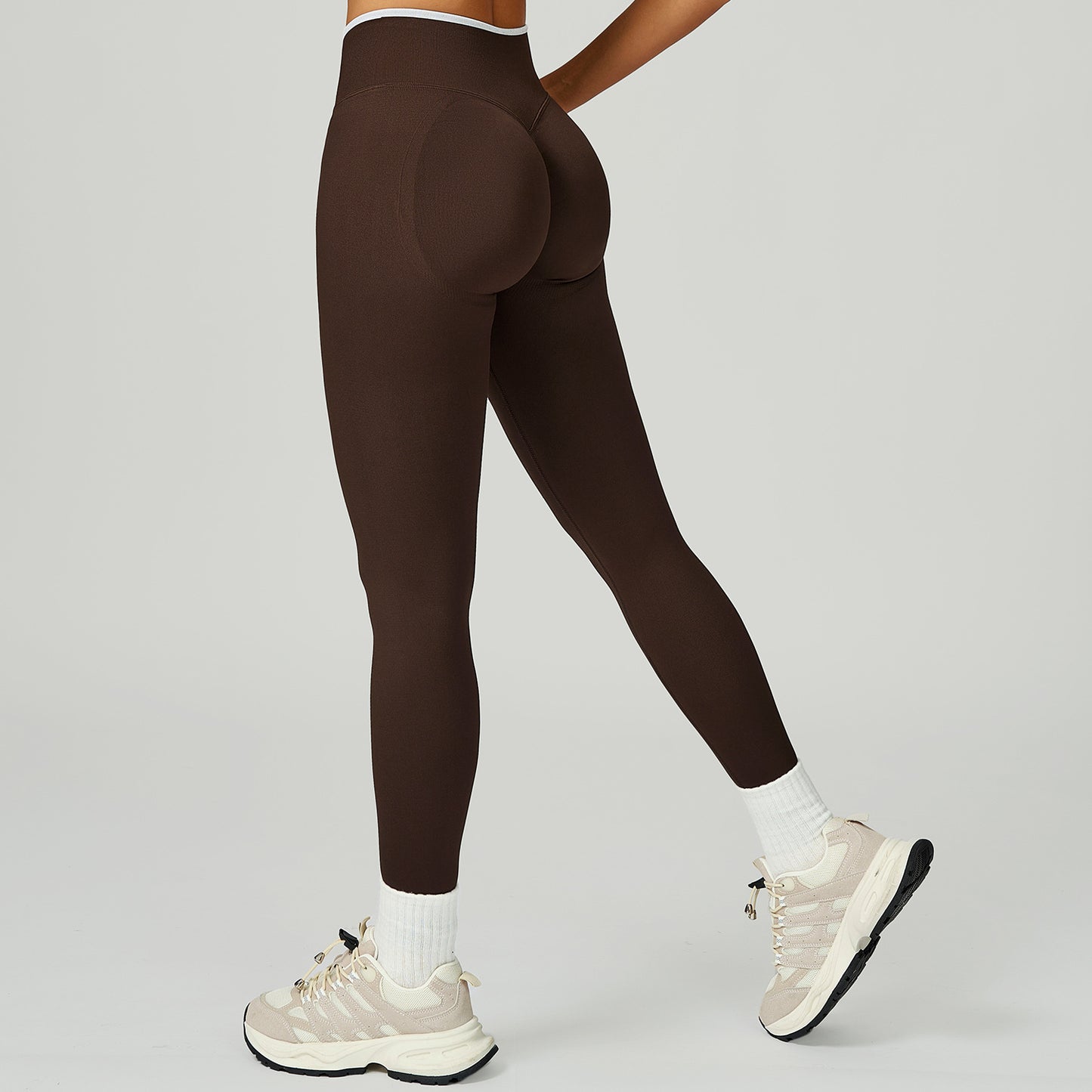 Sports Running Fitness Contrast Color Binding High Waist Slim Pants