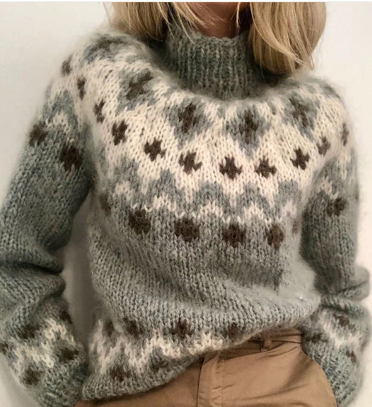 Round-neck Chunky-knit Cotton Fabric Top
