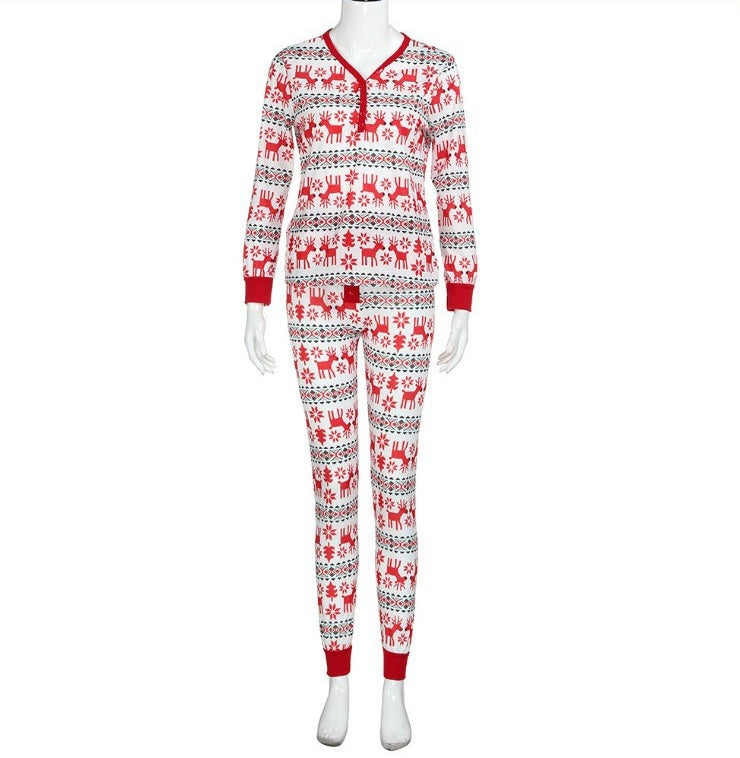 Printed Long-sleeved Christmas Parent-child Suit