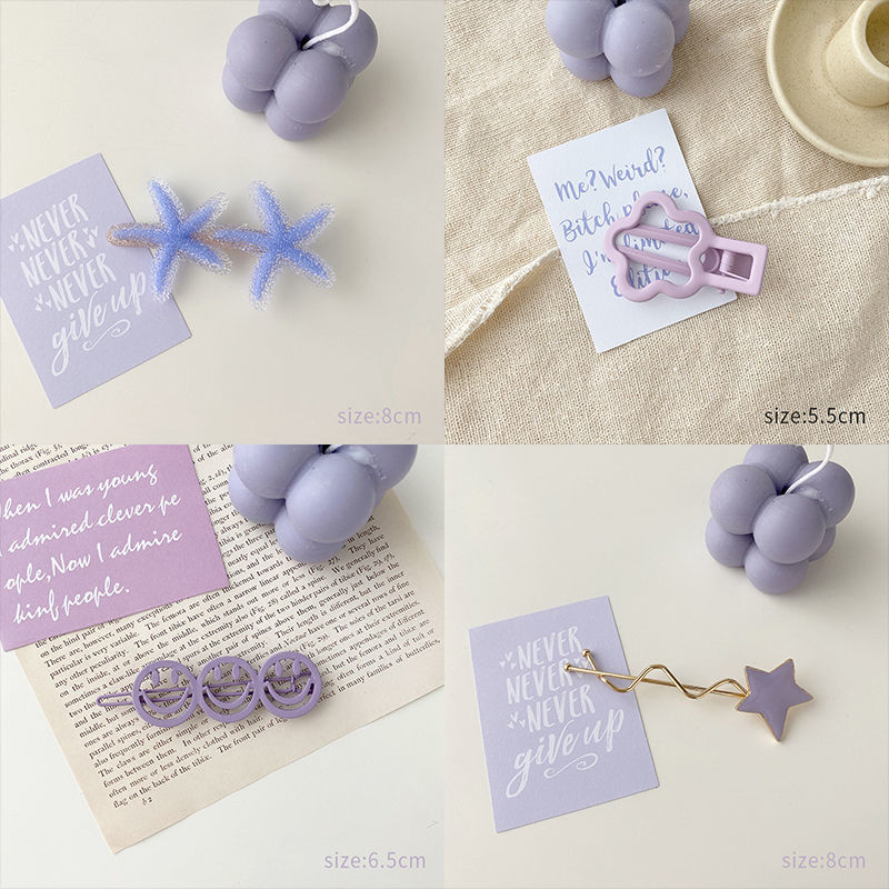New Purple Girl Heart Pure Color Side Clip Flower Hairpin