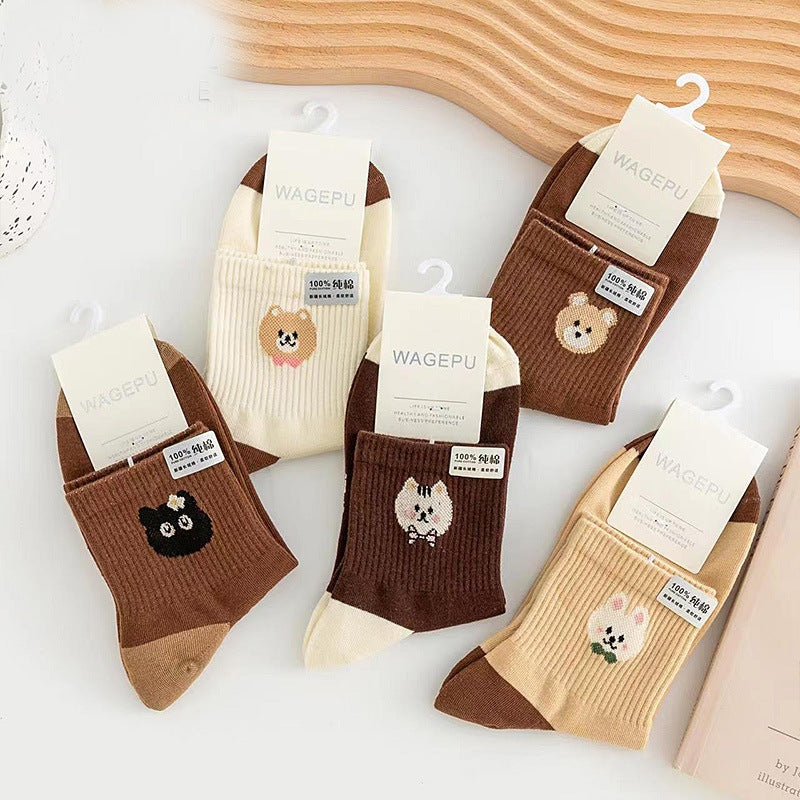 Cartoon Bear Ins Three-dimensional Flower Tulip Stockings Female
