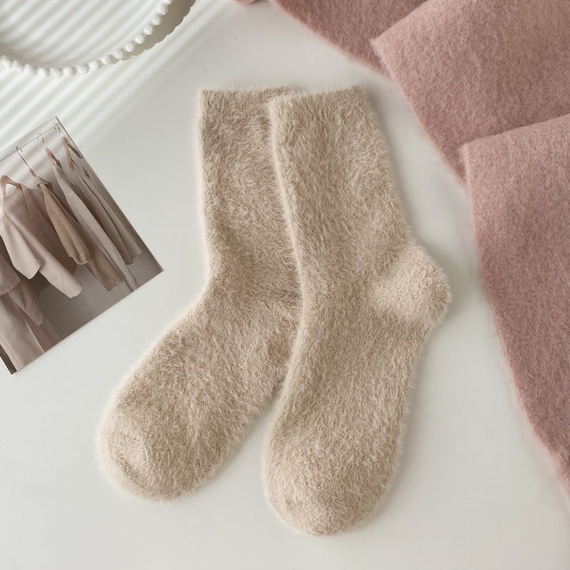 Women's Fashion Embroidered Mink Fur Socks