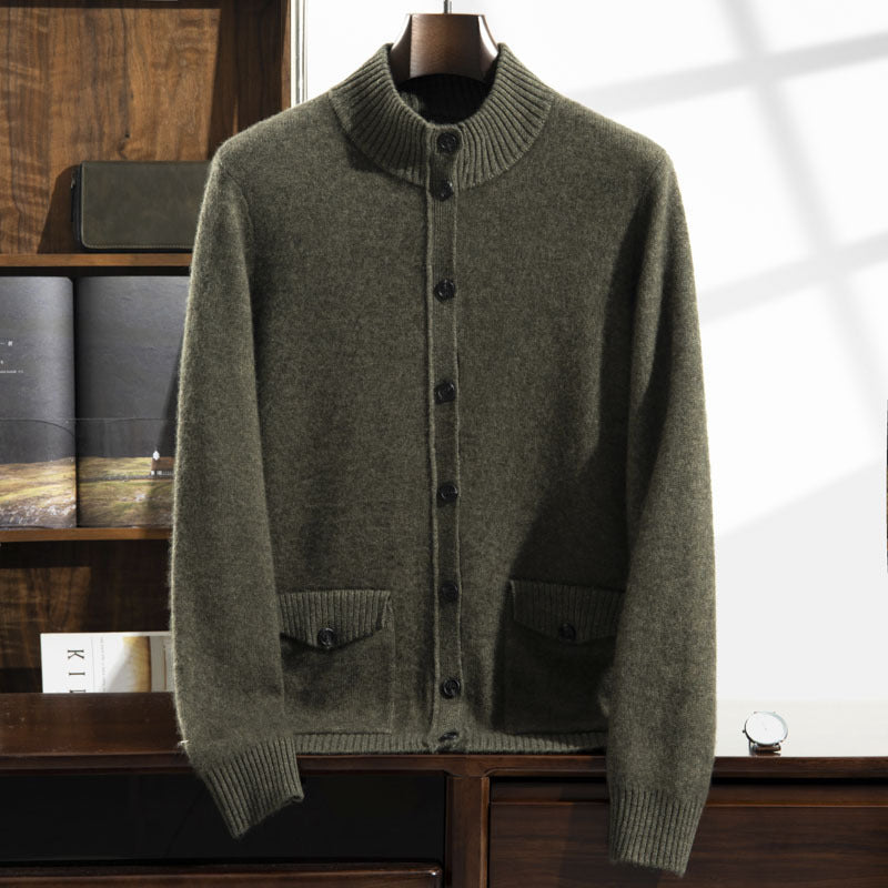 Men's Long-sleeved Jacket Casual Thick Versatile Half-high Collar