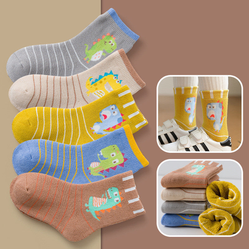 Children's Padded Terry-in-tube Baby Cotton Socks Cartoon Giraffe Towel