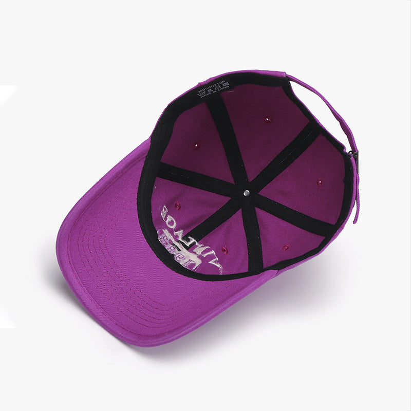 Spring New Big Head Circumference Letter Embroidery Women's Face-looking Small Peaked Cap